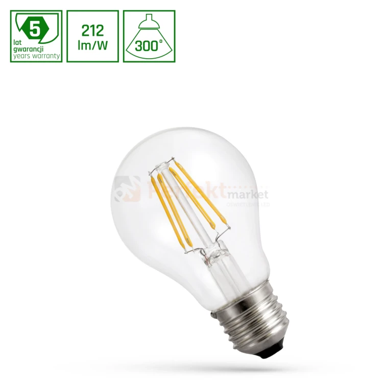 żarówka LED klasa energetyczna A wydajna COG filament ciepła 3.8W spectrumLED perfektmarket.webp