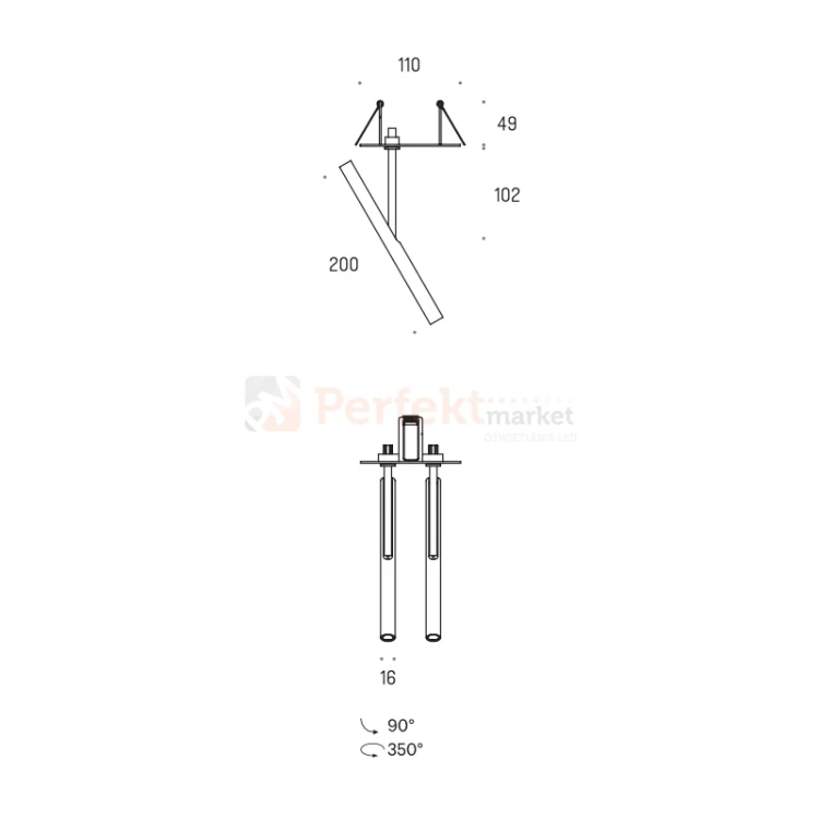 Oprawa wpuszczana STIK Stik 16 semiWP x2 DALI2 biała podwójna 16W 3000K CRI90 wymiary prfektmarket.webp
