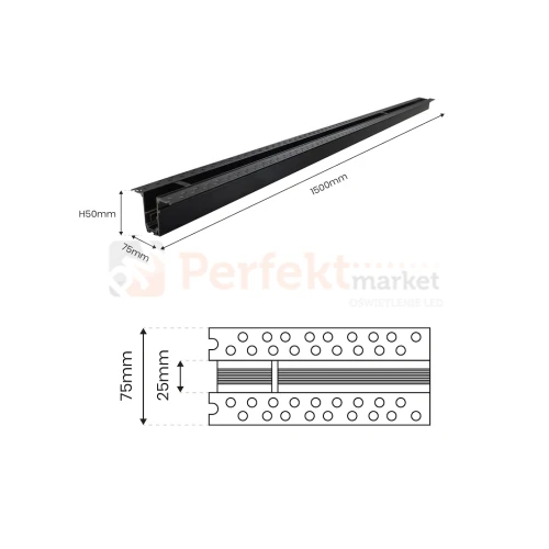 Milagro szynoprzewódmagnetyczny podtynkowy 48V 1,5m czarny ML6631 2 perfektmarket.webp