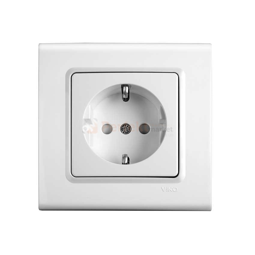 gniazdo schuko z przesłonami styków viko panasonic linnera biały prosty  oświetlenie_led biała perfektmarket perfekt_market 90450042