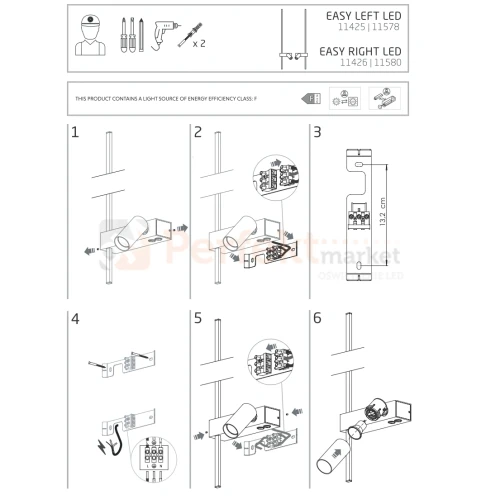 Lampa ścienna kinkiet regulowany EASY LED LEFT BLACK czarny podwójny Nowodvorski 11425 instalacja perfektmarket.webp