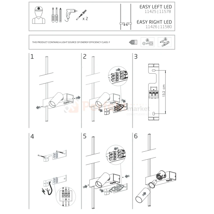 Lampa ścienna kinkiet regulowany EASY LED RIGHT BLACK czarny podwójny Nowodvorski 11426 instalacja perfektmarket.webp