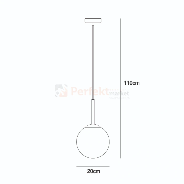 Lampa wisząca nowoczesna biała kula 20cm DEORE czarny, brąz antyczny Italux rys perfektmarket.webp