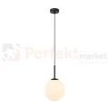 Lampa wisząca nowoczesna biała kula 20cm DEORE czarna baza Italux PND-5578-1S-BK 1 perfektmarket.webp