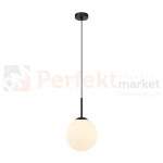 Lampa wisząca nowoczesna biała kula 20cm DEORE czarna baza Italux PND-5578-1S-BK 1 perfektmarket.webp
