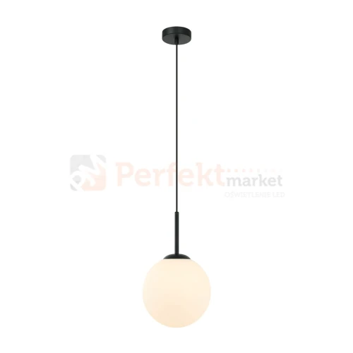 Lampa wisząca nowoczesna biała kula 20cm DEORE czarna baza Italux PND-5578-1S-BK 1 perfektmarket.webp