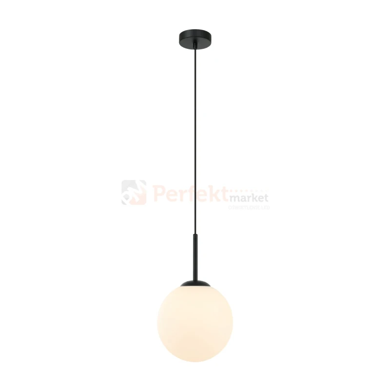 Lampa wisząca nowoczesna biała kula 20cm DEORE czarna baza Italux PND-5578-1S-BK 4 perfektmarket.webp