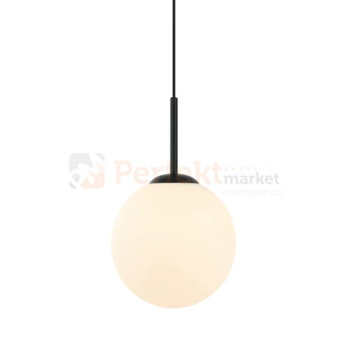 Lampa wisząca nowoczesna biała kula 20cm DEORE czarna baza Italux PND-5578-1S-BK 2 perfektmarket.webp