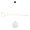 Lampa wisząca nowoczesna biała kula 20cm DEORE czarna baza Italux PND-5578-1S-BK perfektmarket.webp