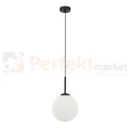 Lampa wisząca nowoczesna biała kula 20cm DEORE czarna baza Italux PND-5578-1S-BK perfektmarket.webp