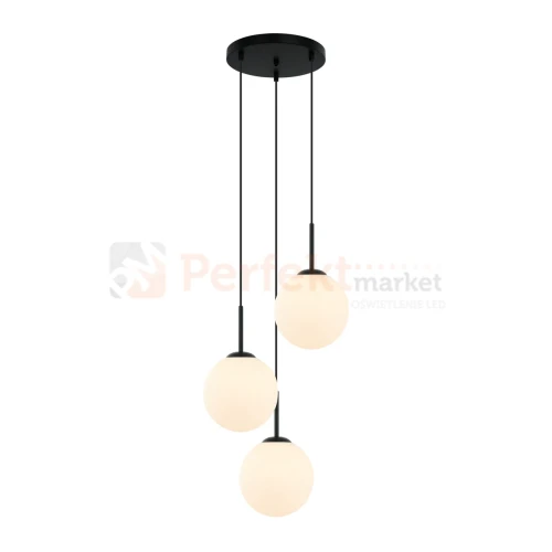 Lampa wisząca DEORE białe kule czarna baza 3xE27 Italux PND-5578-3S-BK 1 perfektmarket.webp