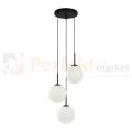 Lampa wisząca DEORE białe kule czarna baza 3xE27 Italux PND-5578-3S-BK perfektmarket.webp