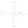 Lampa wisząca DEORE białe kule czarna baza 3xE27 Italux PND-5578-3S-BK wymiar perfektmarket.webp