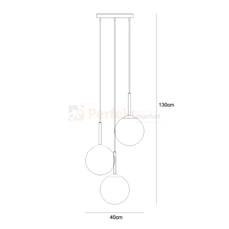 Lampa wisząca DEORE białe kule czarna baza 3xE27 Italux PND-5578-3S-BK wymiar perfektmarket.webp