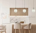 Lampa wisząca nowoczesna biała kula 20cm DEORE czarna baza Italux PND-5578-1S-BK 4 perfektmarket.webp