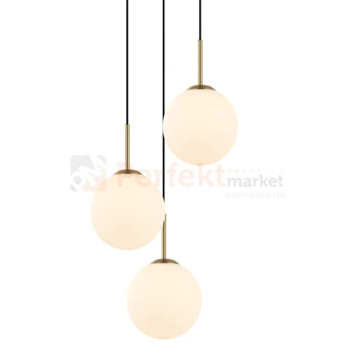 Lampa wisząca DEORE białe kule czarna baza mosiądz 3xE27 Italux PND-5578-3S-BRO-BK 2 perfektmarket.webp