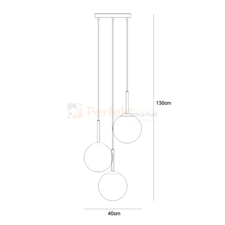 Lampa wisząca DEORE białe kule czarna baza mosiądz 3xE27 Italux PND-5578-3S-BRO-BK wymiary perfektmarket.webp