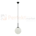 Lampa wisząca nowoczesna biała kula 25cm DEORE czarna baza Italux PND-5578-1M-BK 1 perfektmarket.webp