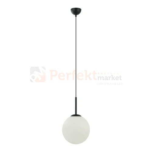 Lampa wisząca nowoczesna biała kula 25cm DEORE czarna baza Italux PND-5578-1M-BK 1 perfektmarket.webp