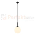 Lampa wisząca nowoczesna biała kula 25cm DEORE czarna baza Italux PND-5578-1M-BK perfektmarket.webp