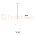 Lampa wisząca nowoczesna biała kula 25cm DEORE czarna baza Italux PND-5578-1M-BK wymiar perfektmarket.webp