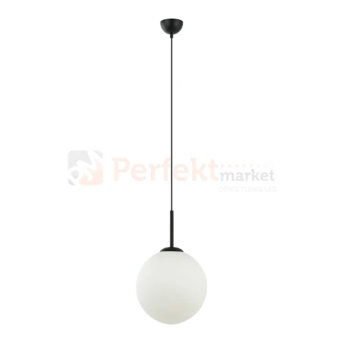 Lampa wisząca nowoczesna biała kula 30cm DEORE czarna baza Italux PND-5578-1L-BK 1 perfektmarket.webp