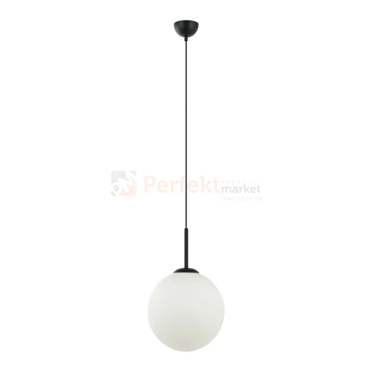 Lampa wisząca nowoczesna biała kula 30cm DEORE czarna baza Italux PND-5578-1L-BK 1 perfektmarket.webp