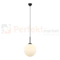 Lampa wisząca nowoczesna biała kula 30cm DEORE czarna baza Italux PND-5578-1L-BK perfektmarket.webp