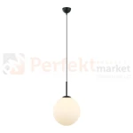 Lampa wisząca nowoczesna biała kula 30cm DEORE czarna baza Italux PND-5578-1L-BK perfektmarket.webp