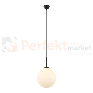 Lampa wisząca nowoczesna biała kula 30cm DEORE czarna baza Italux PND-5578-1L-BK