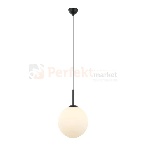 Lampa wisząca nowoczesna biała kula 30cm DEORE czarna baza Italux PND-5578-1L-BK perfektmarket.webp