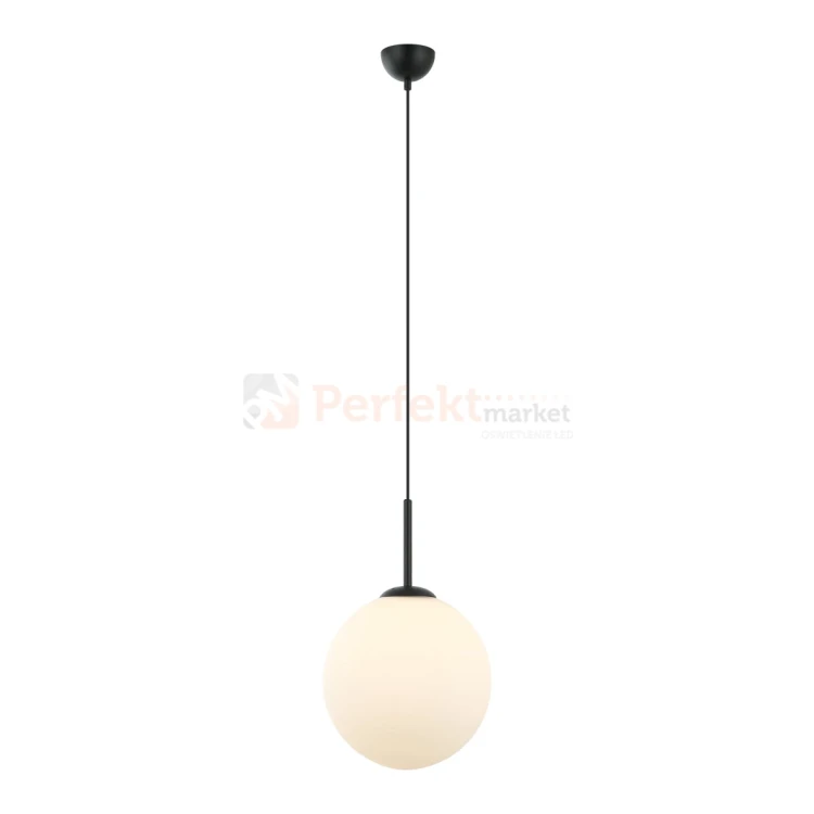Lampa wisząca nowoczesna biała kula 30cm DEORE czarna baza Italux PND-5578-1L-BK perfektmarket.webp