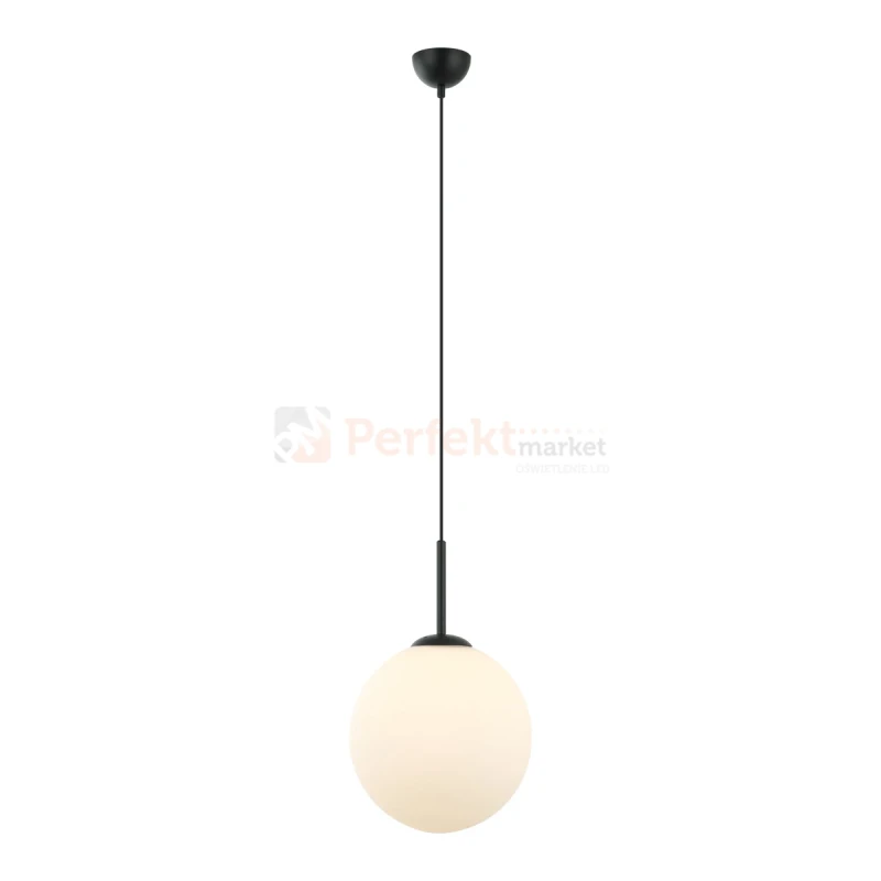 Lampa wisząca nowoczesna biała kula 30cm DEORE czarna baza Italux PND-5578-1L-BK wymiar perfektmarket.webp