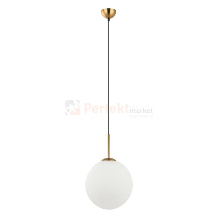 Lampa wisząca nowoczesna biała kula 30cm DEORE mosiądz Italux PND-5578-1L-BRO 1 perfektmarket.webp