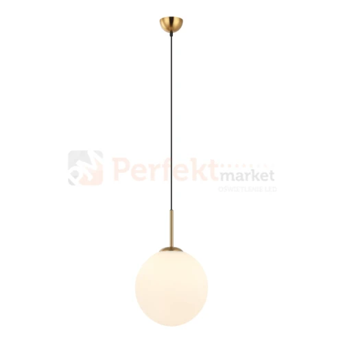 Lampa wisząca nowoczesna biała kula 30cm DEORE mosiądz Italux PND-5578-1L-BRO perfektmarket.webp