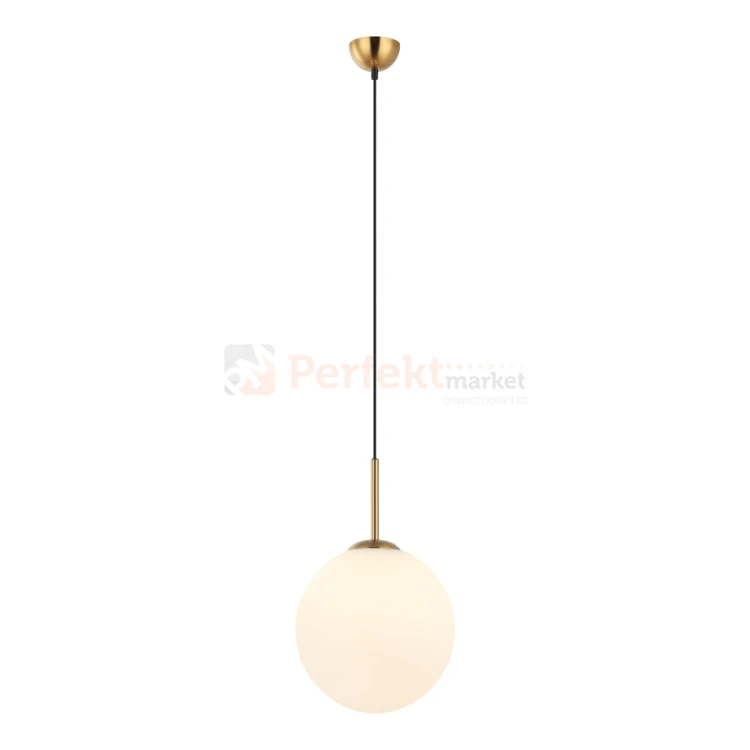 Lampa wisząca nowoczesna biała kula 30cm DEORE mosiądz Italux PND-5578-1L-BRO perfektmarket.webp