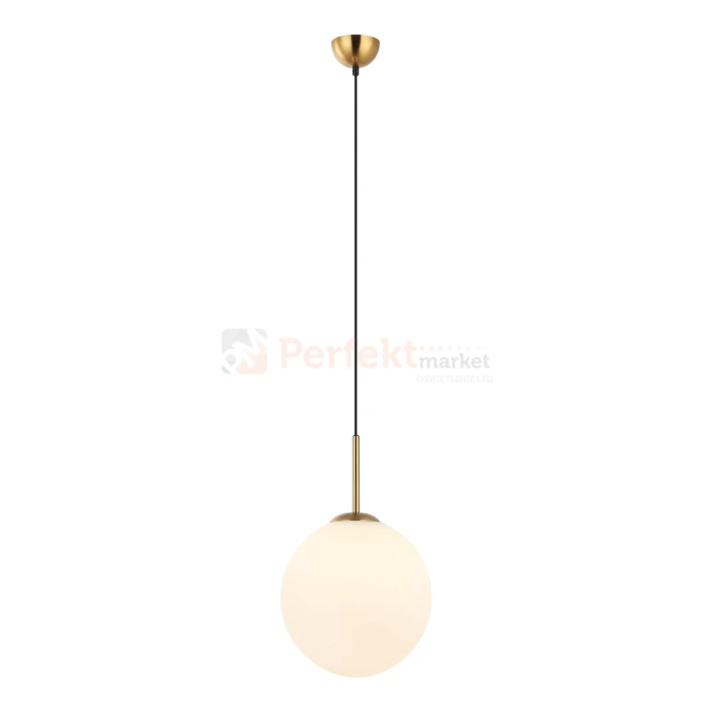 Lampa wisząca nowoczesna biała kula 30cm DEORE mosiądz Italux PND-5578-1L-BRO wymiar perfektmarket.webp