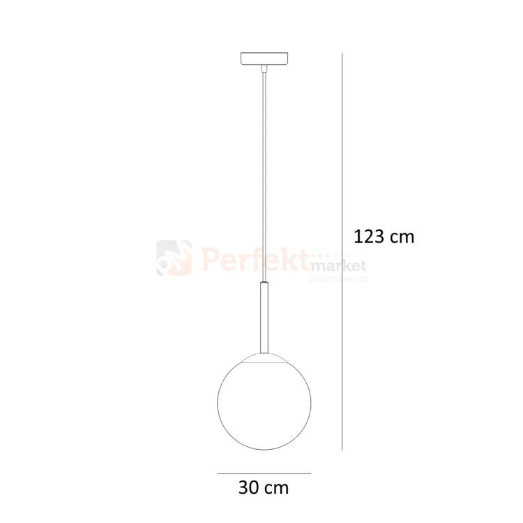 Lampa wisząca nowoczesna biała kula 30cm DEORE mosiądz Italux PND-5578-1L-BRO wymiar perfektmarket.webp