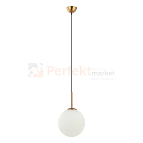 Lampa wisząca nowoczesna biała kula 25cm DEORE mosiądz Italux PND-5578-1M-BRO 1 perfektmarket.webp