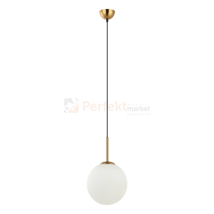 Lampa wisząca nowoczesna biała kula 25cm DEORE mosiądz Italux PND-5578-1M-BRO 1 perfektmarket.webp