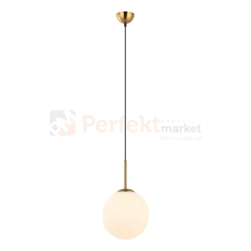 Lampa wisząca nowoczesna biała kula 25cm DEORE mosiądz Italux PND-5578-1M-BRO perfektmarket.webp