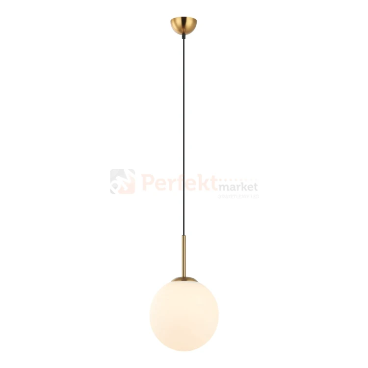 Lampa wisząca nowoczesna biała kula 25cm DEORE mosiądz Italux PND-5578-1M-BRO perfektmarket.webp