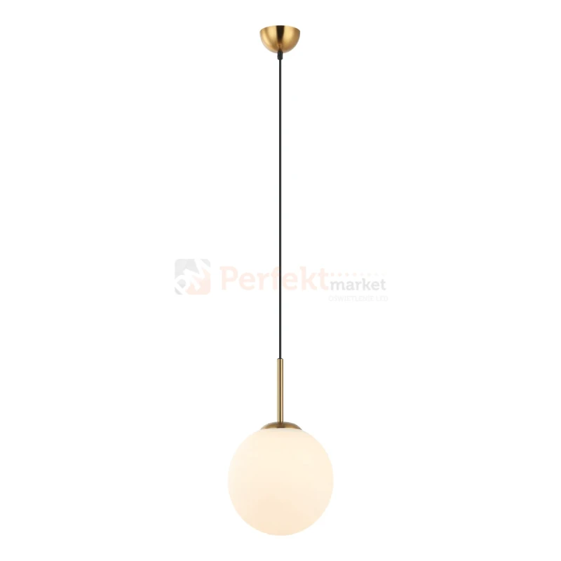 Lampa wisząca nowoczesna biała kula 25cm DEORE mosiądz Italux PND-5578-1M-BRO wymiar perfektmarket.webp