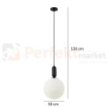 Lampa wisząca ALDEVA kula 30 cm szklana PND-02340-1L-BK Italux wymiary perfektmarket.webp
