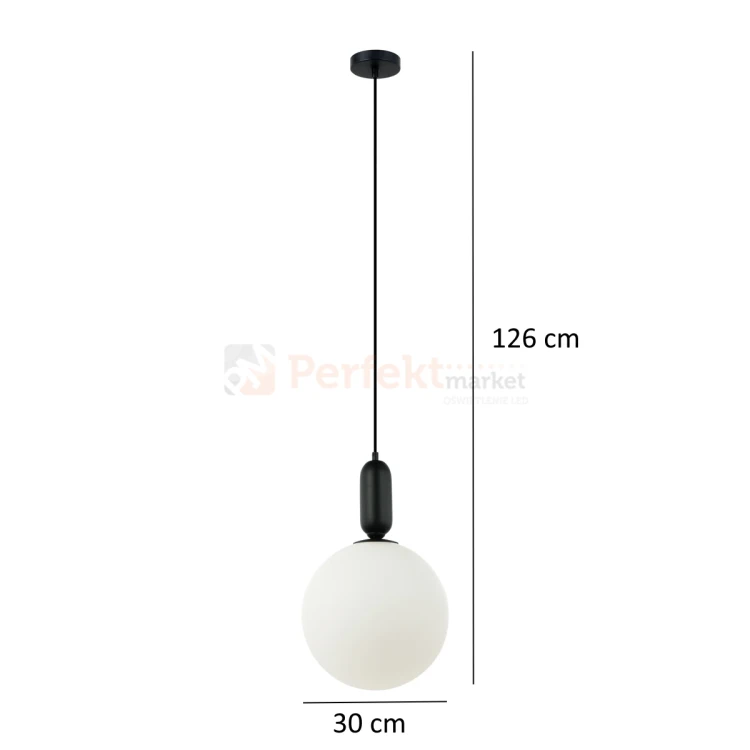 Lampa wisząca ALDEVA kula 30 cm szklana PND-02340-1L-BK Italux wymiary perfektmarket.webp