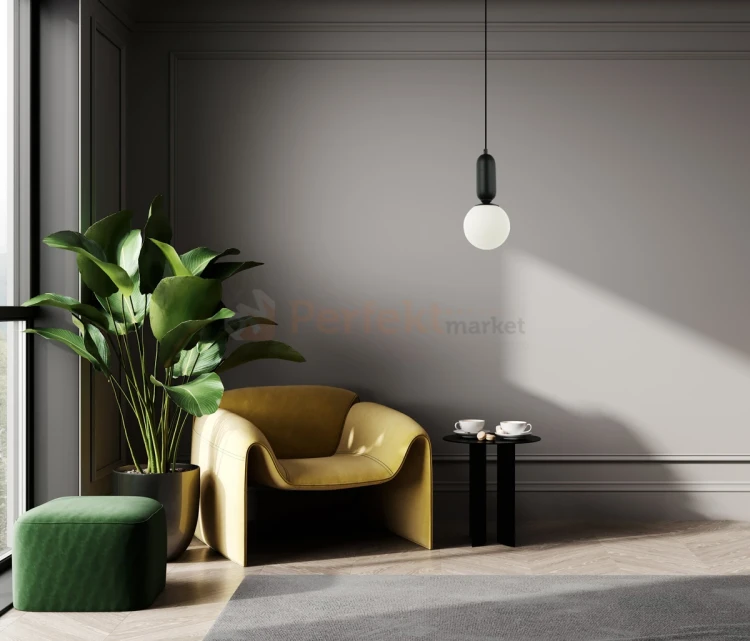 Lampa wisząca ALDEVA kula 15 cm szklana PND-02340-1S-BK Italux aranż perfektmarket.webp