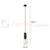 Lampa wisząca ALDEVA kula 15 cm szklana PND-02340-1S-BK Italux wymiary perfektmarket.webp