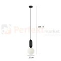 Lampa wisząca ALDEVA kula 15 cm szklana PND-02340-1S-BK Italux wymiary perfektmarket.webp