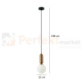 Lampa wisząca ALDEVA mosiądz kula 15 cm szklana PND-02340-1S-BRO Italux wymiary perfektmarket.webp