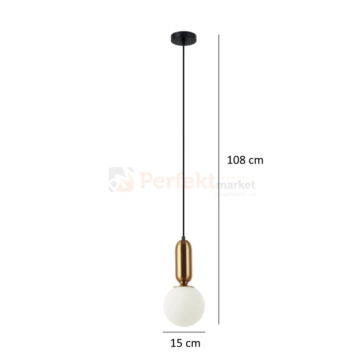 Lampa wisząca ALDEVA mosiądz kula 15 cm szklana PND-02340-1S-BRO Italux wymiary perfektmarket.webp